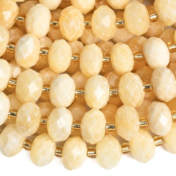 Jadeit vil�goss�rga gy�ngy�k 6 x 9  mm mm rondell�k csiszolt f�lhosz� zsin�r