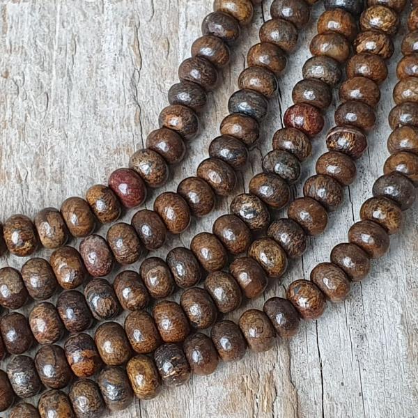 Bronzit gyngyk 4x6 mm vastag rondell flhossz zsinr