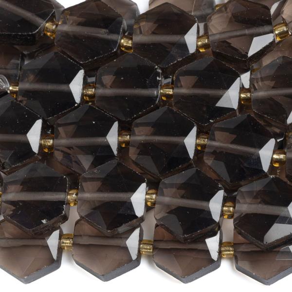 Barna obszidin gyngyk 12 mm hatszgek csiszolt flhossz zsinr