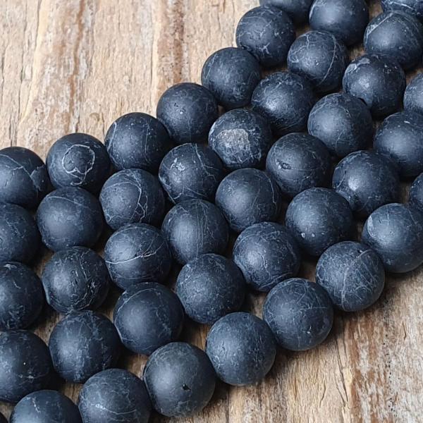 Fekete turmalin gyngyk 6 mm matt flhossz zsinr