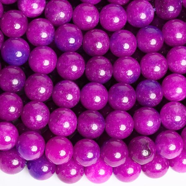 Jadeit gy�ngy�k 8 mm s�t�t lila k�k zsin�r