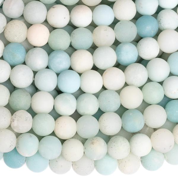 Amazonit gy�ngy�k 6 mm t�rkiz matt zsin�r 2. oszt�ly