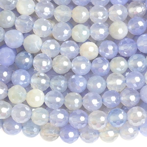 Szalagos ach�t gy�ngy�k 6 mm csiszolt �gsz�nk�k bevonattal zsin�r