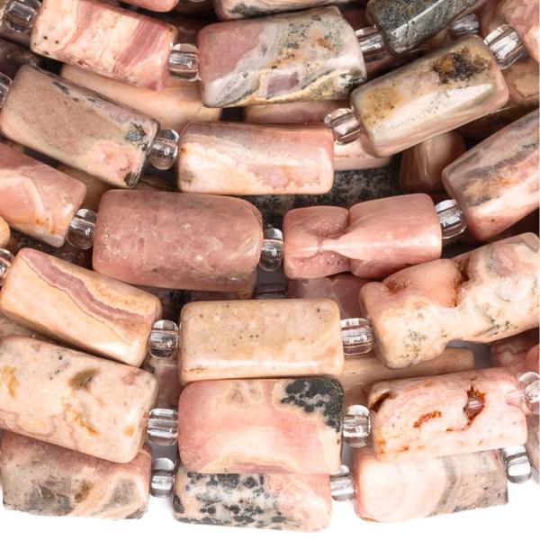 Rodokrozit gy�ngy�k hengerek f�nyes f�lhossz� zsin�r