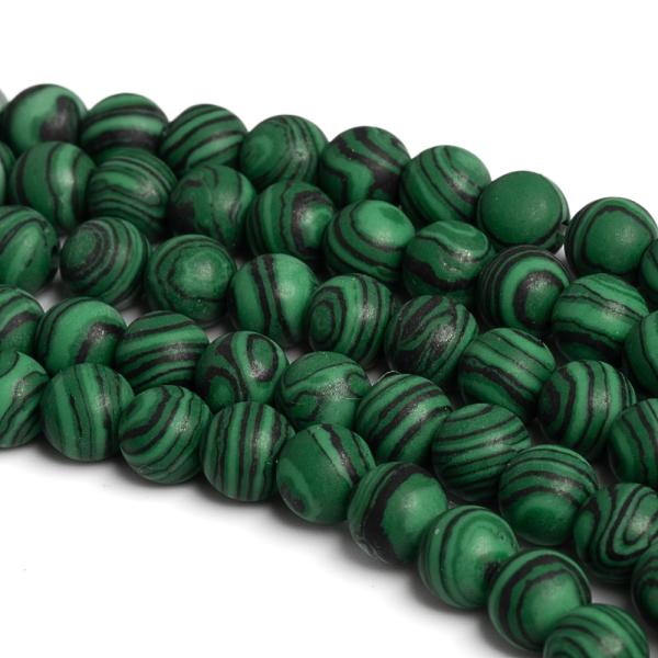 Szintetikus malachit gyngyk 6 mm matt zsinr