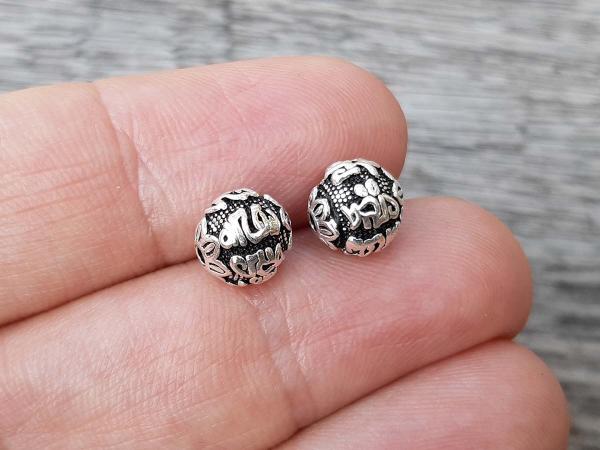 Ohm mani padme um gyngy 8 mm Ag925 ezst
