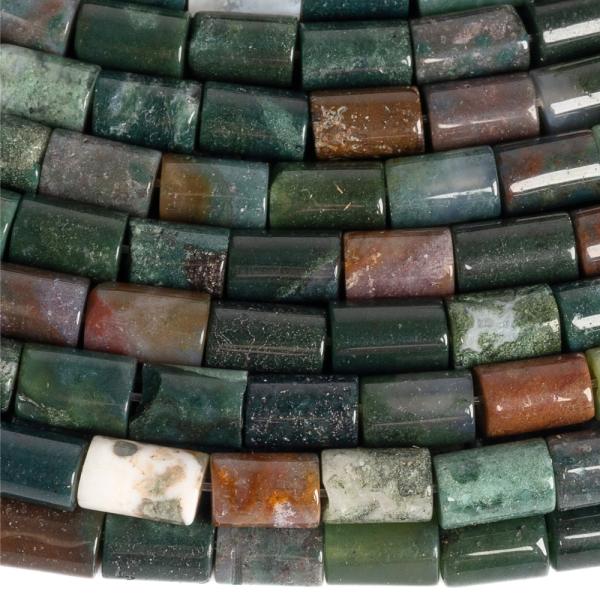 Indiai ach�t rudacsk�k gy�ngy�k 6 x 8 mm f�l sz�l �sv�ny