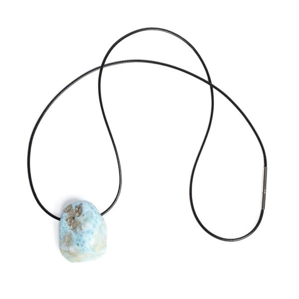 Larimar med�l rozsdamentes kupakkal viaszos zsin�ron