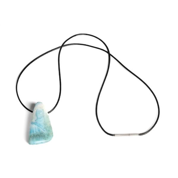 Larimar med�l rozsdamentes kupakkal viaszos zsin�ron