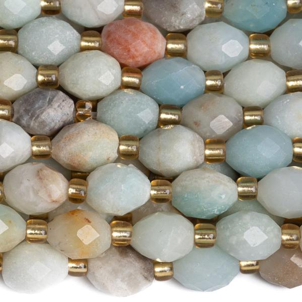 Amazonit oliva gyngyk 6x8 mm flhossz zsinr