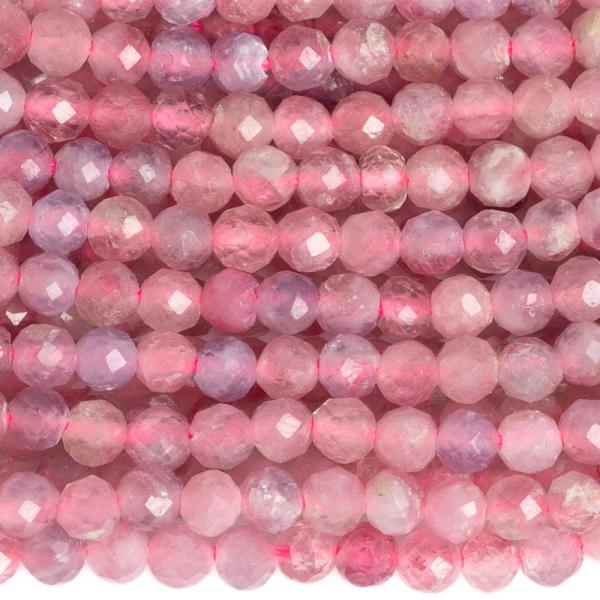 R�zsasz�n turmalin gy�ngy�k 3,5 mm csiszolt zsin�r