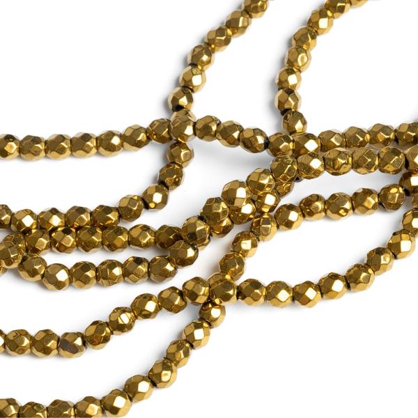 Hematit gyngyk 4 mm arany csiszolt zsinr