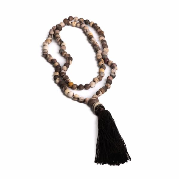 Japa Mala nyaklnc zebra jspis barna 6 mm matt