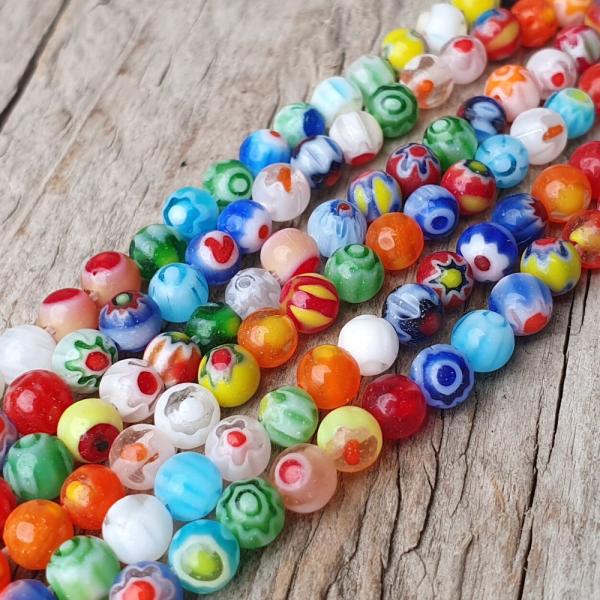 Millefiori gyngyk 4 mm zsinr